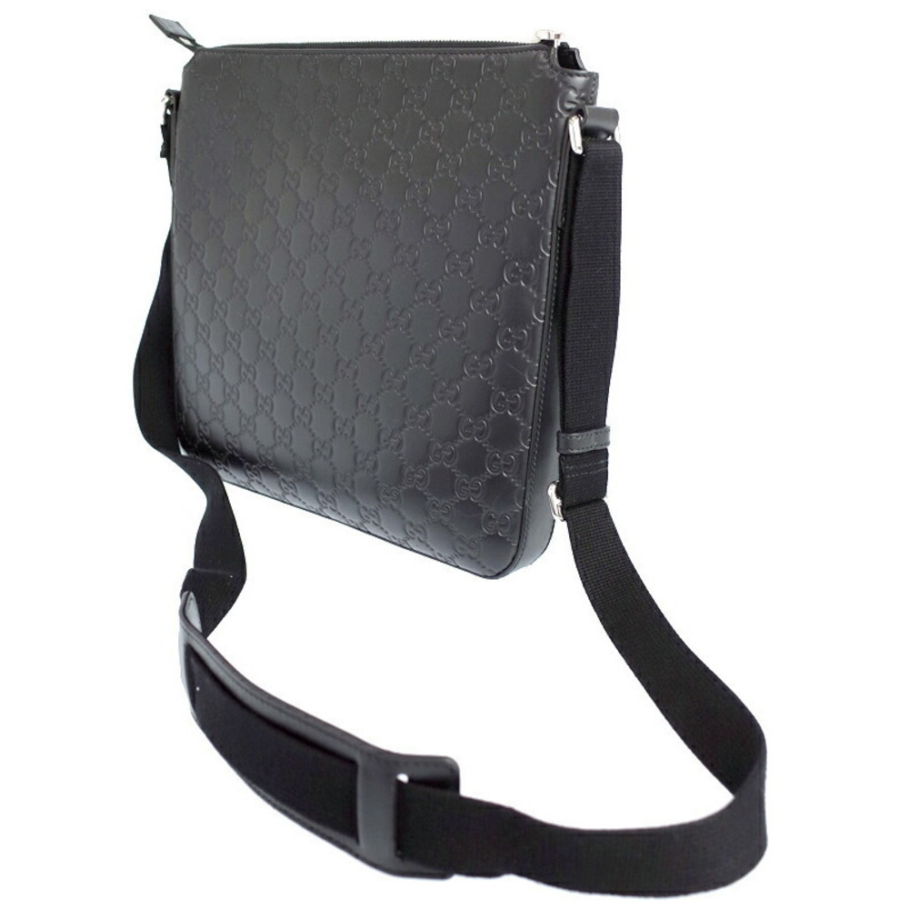 Gucci Crossbody Signature Messenger Leather ssima Bag Black